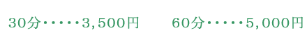 ３０分　３，５００円　　　６０分　５，０００円